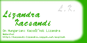 lizandra kacsandi business card